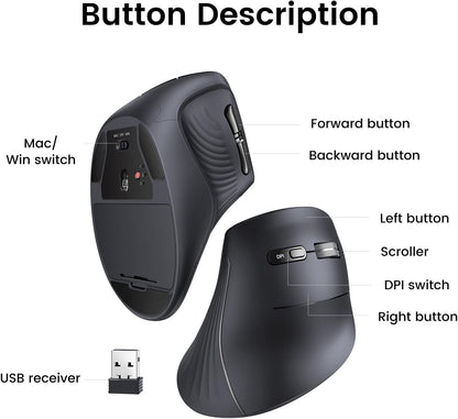 UGREEN Vertical Mouse Wireless (Bluetooth 5.0+2.4G) / MU008 متجر نصر