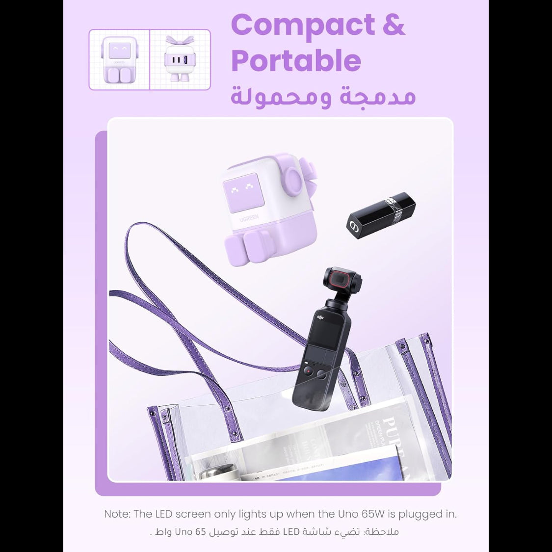 UGREEN Uno Charger 65W RobotGaN 3 Port Fast Charger Robot (EU)/ CD361-35291 متجر نصر