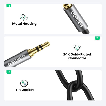 10532 / UGREEN Headphone Splitter 3.5mm Audio Stereo Y Splitter Aux Extension Cable Male to Female Dual Headphone Jack Adapter for Earphone متجر نصر