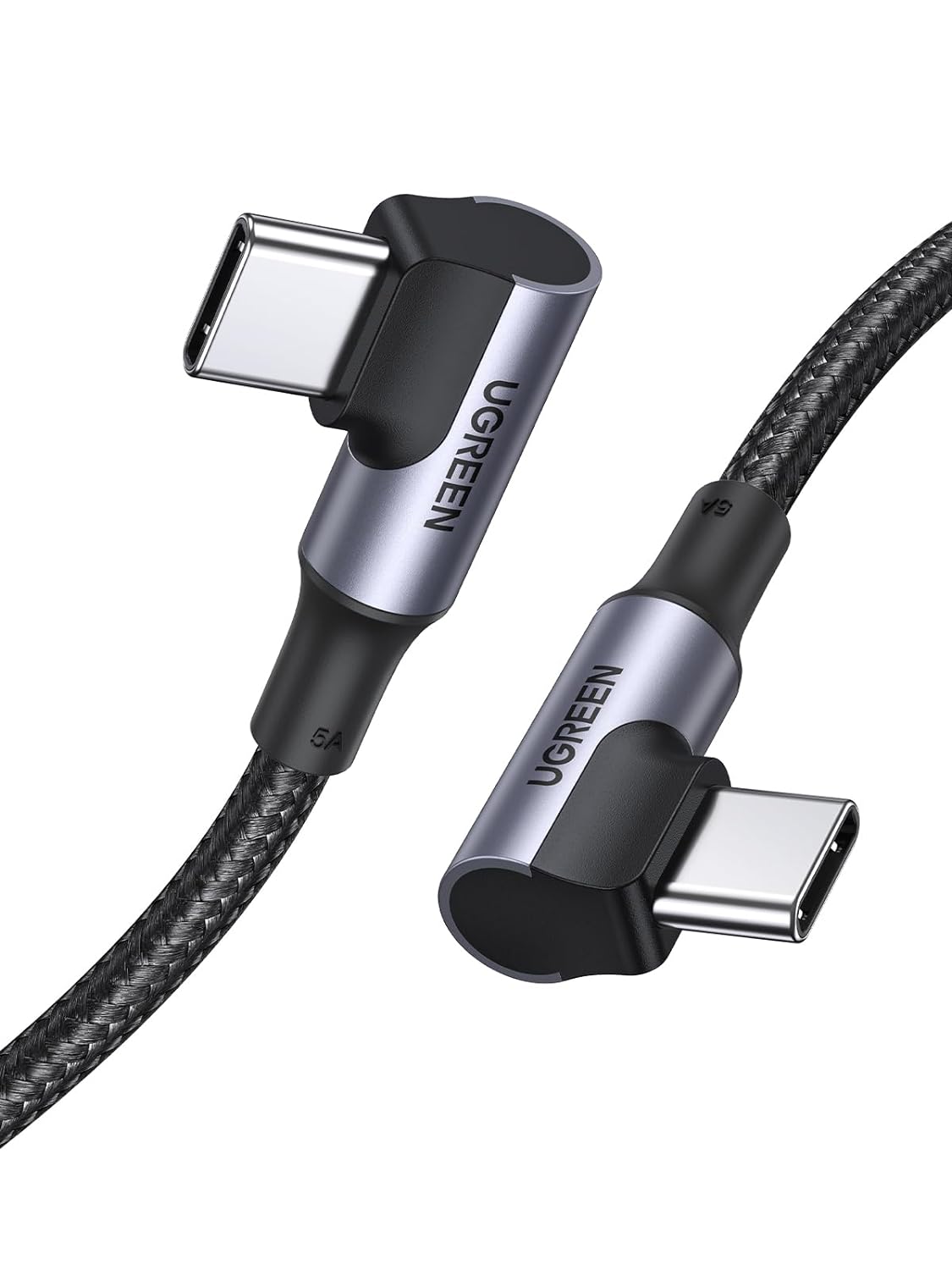 Ugreen Right Angle USB-C 2.0 Male To Angled USB-C 2.0 Male 5A Data Cable 1M - 2M / 70696/70698