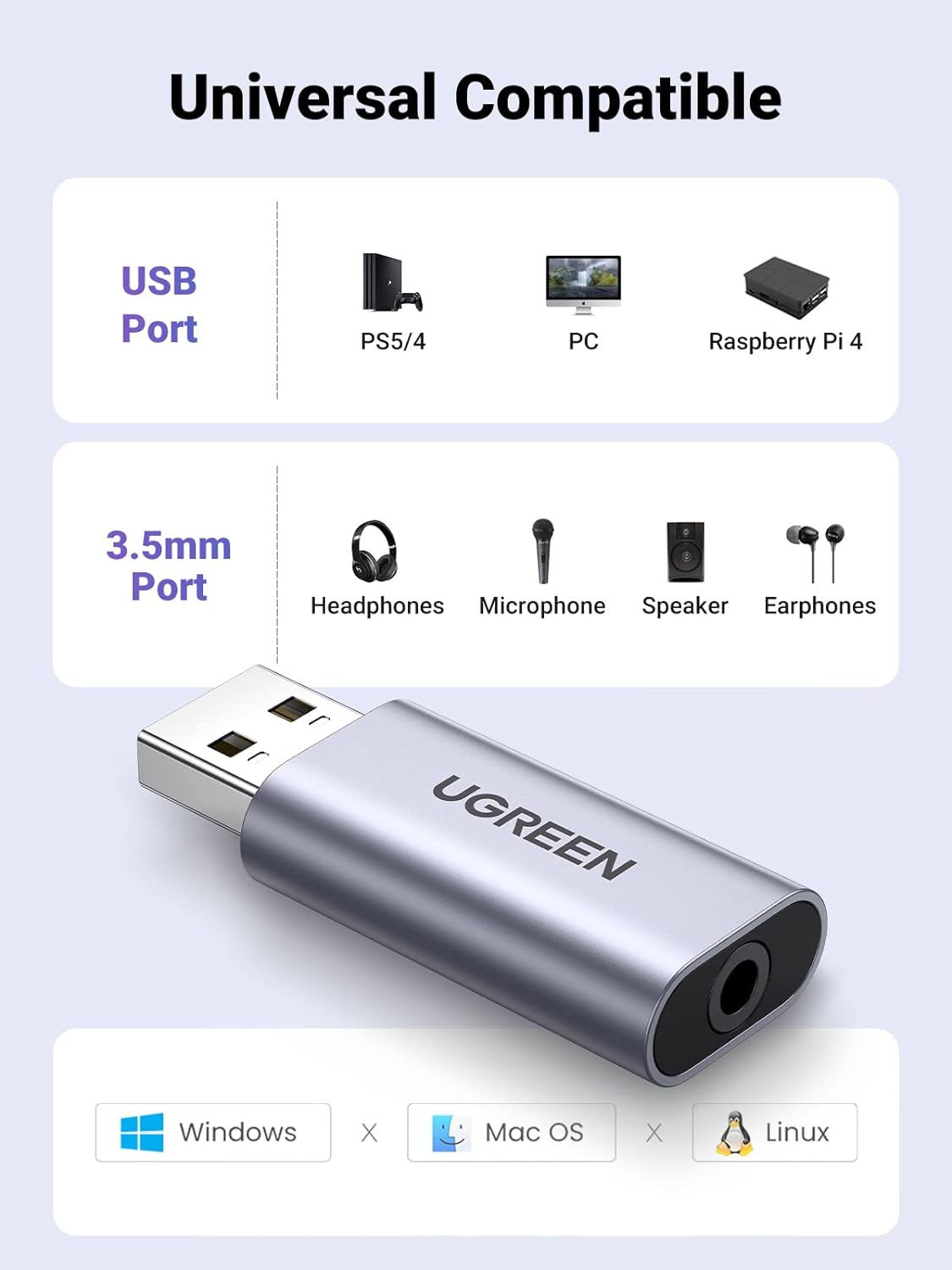 UGREEN USB External Stereo Sound Adapter / 80864