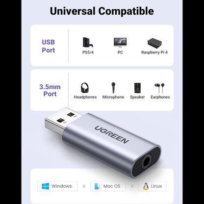 UGREEN USB External Stereo Sound Adapter / 80864 متجر نصر