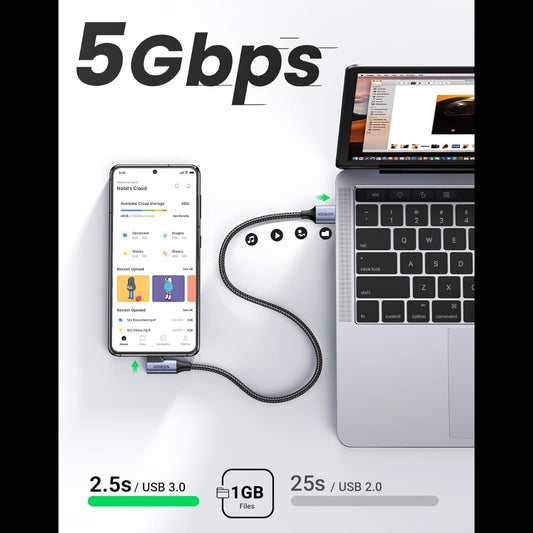 UGREEN Right Angle USB C Cable 3.0 Type C Charger 5Gbps| 1Meter |US385 - 20299 متجر نصر