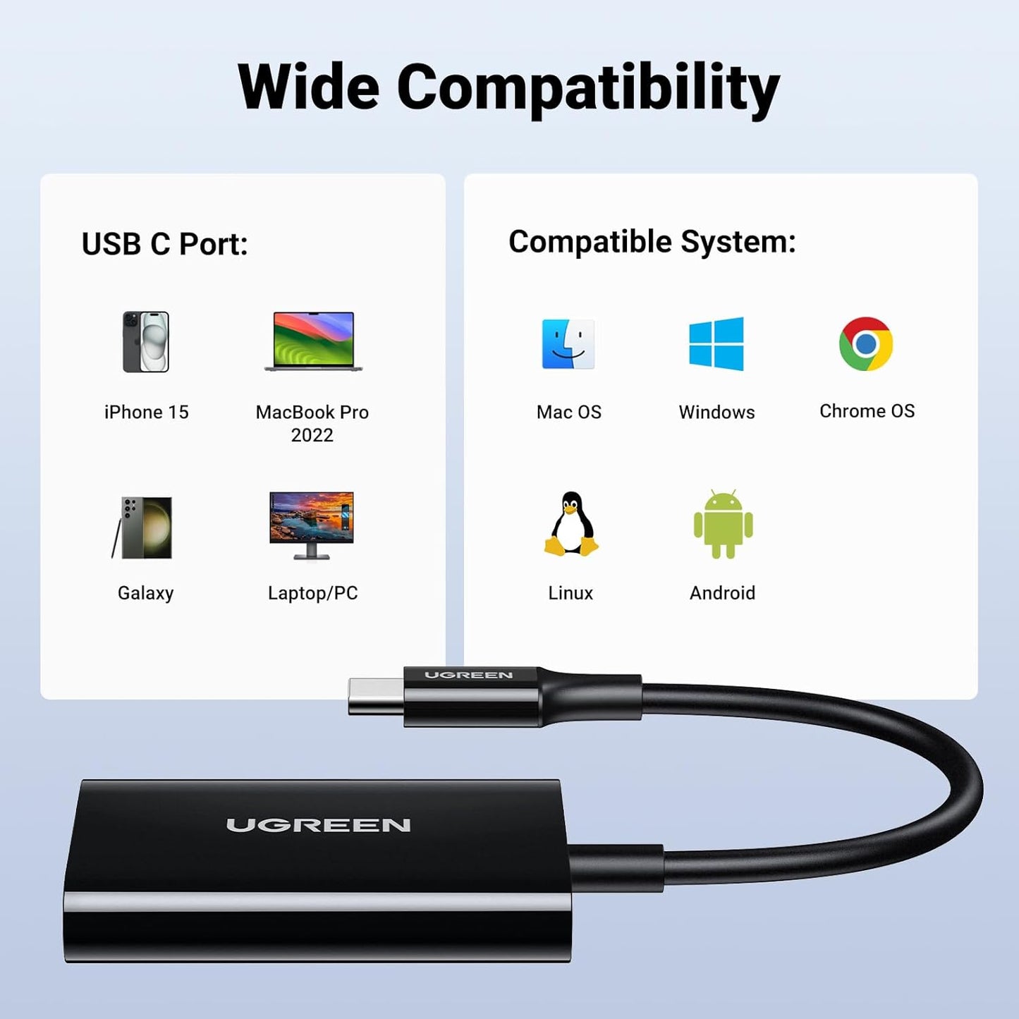 UGREEN 2-IN-1 USB-C Card Reader SD/MicroSD-Multicolor/ CM265 - متجر نصر