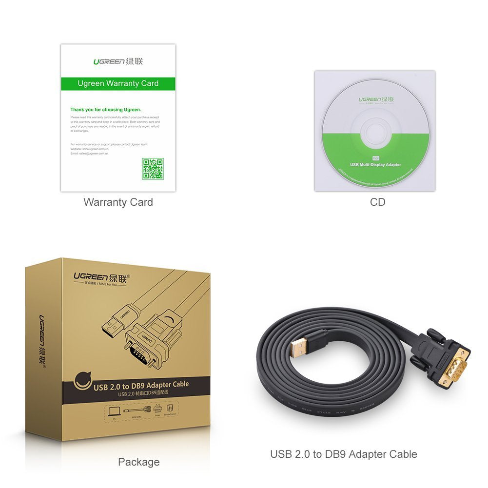 UGREEN USB 2.0 to DB9 RS-232 Adapter Flat Cable 2m | 20218 - متجر نصر