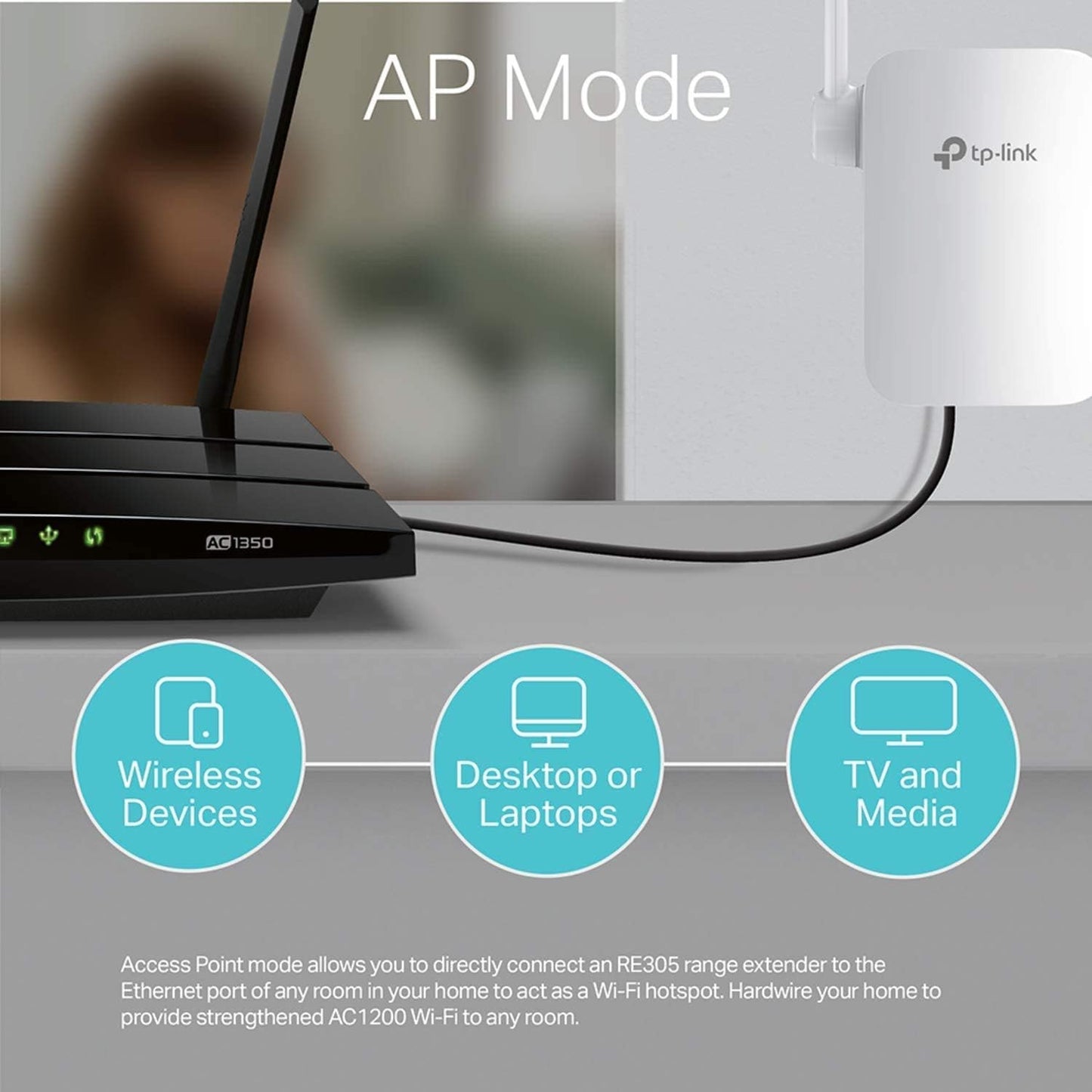 TP-Link AC1200 Wi-Fi  Wall Plugged Range Extender / RE305