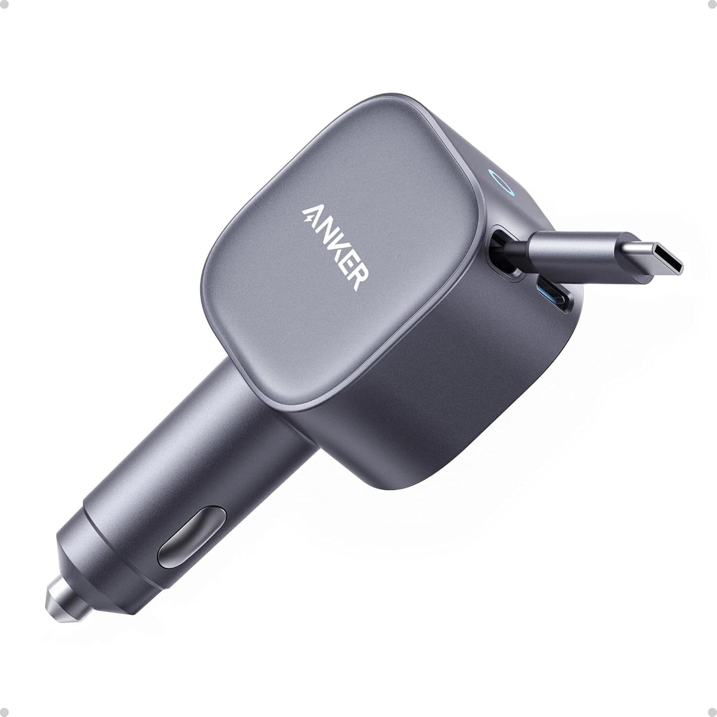 Anker Nano 75W - Fast Car Charger with Retractable Cable - متجر نصر