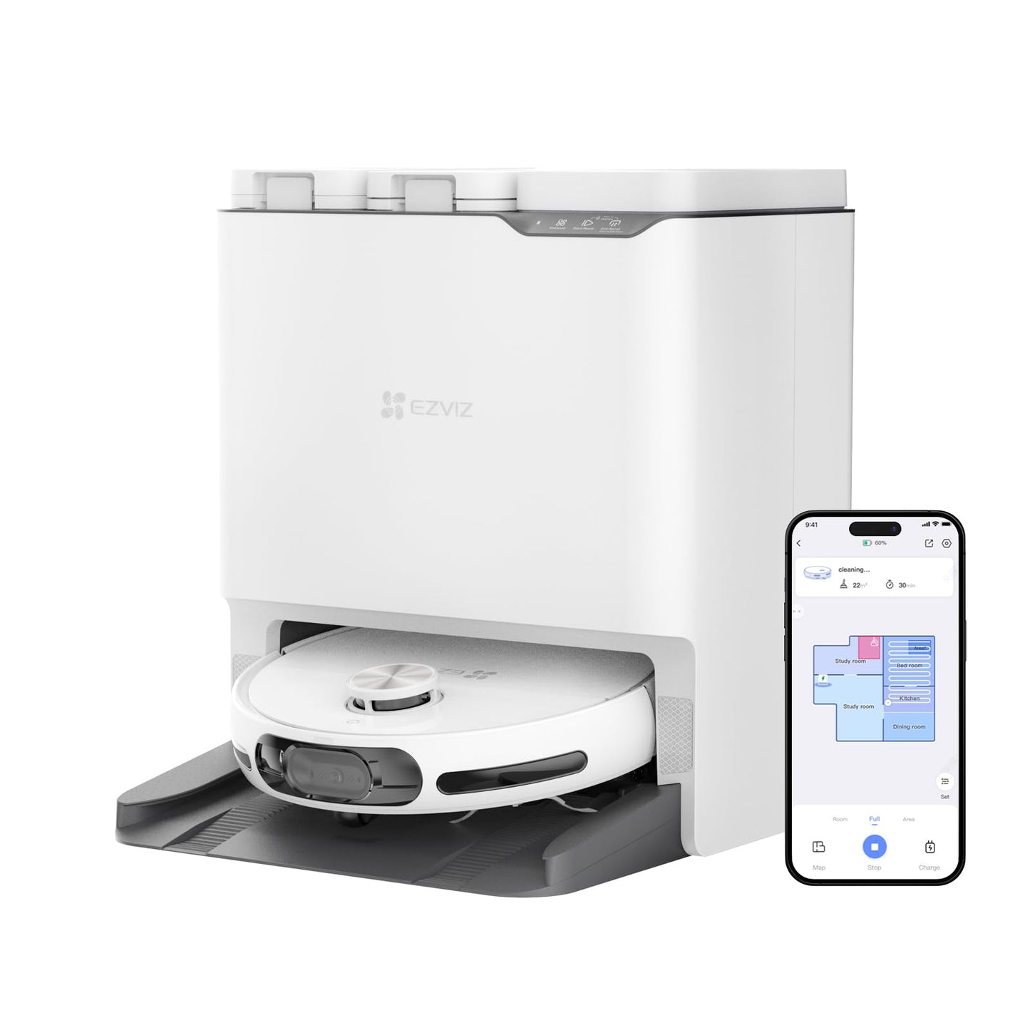 EZVIZ RS20 Max Robot 13000Pa Vacuum & Mop Auto-Empty Smart Cleaning System - متجر نصر