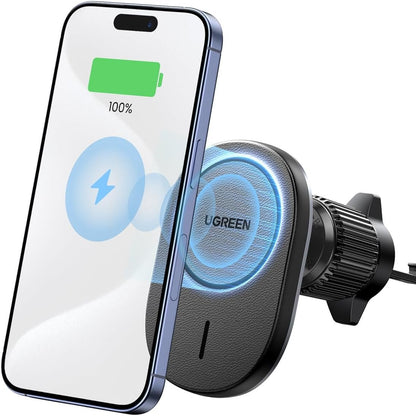 25925 /UGREEN MagSafe Car Mount Charger, Magnetic Wireless Car Charger, Fast Charge Auto-Alignment Air Vent Car Phone Holder متجر نصر