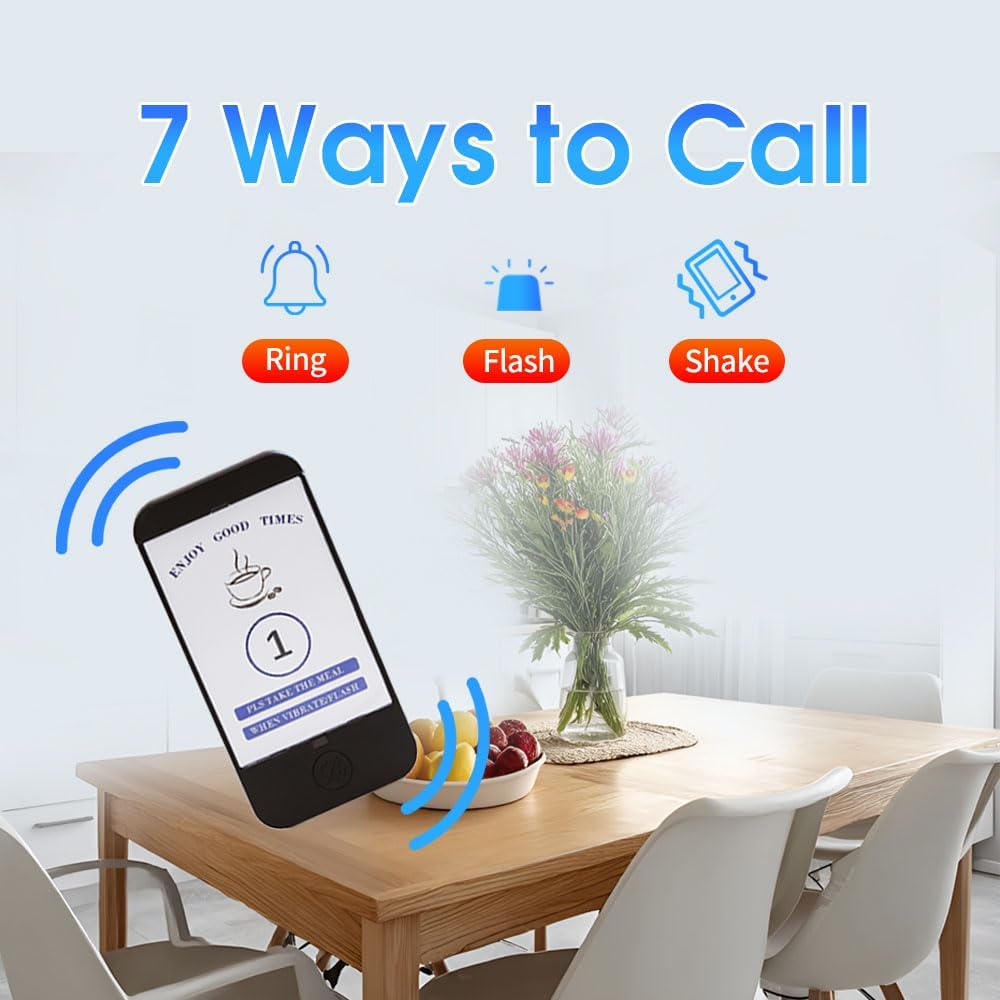 Wireless Vibration Calling System for Restaurant & Café 300m | 16 Pager متجر نصر