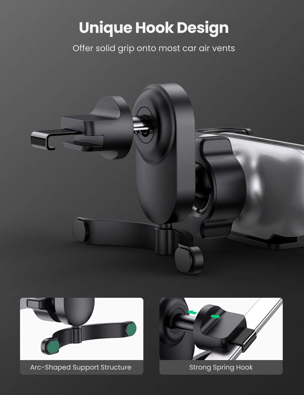 UGREEN Car Phone Mount Retractable Air Vent Gravity Cell Phone Holder Cradle with Hook /80871 متجر نصر