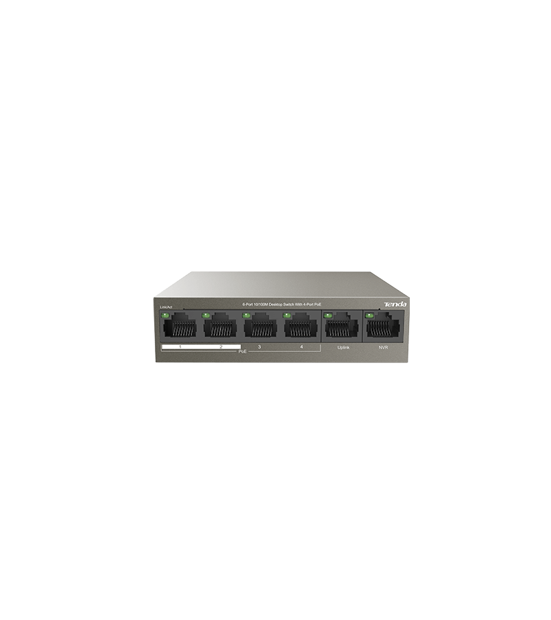 Tenda 6-Port 10/100M Desktop Switch with 4-Port PoE / TEF1106P-4-63W