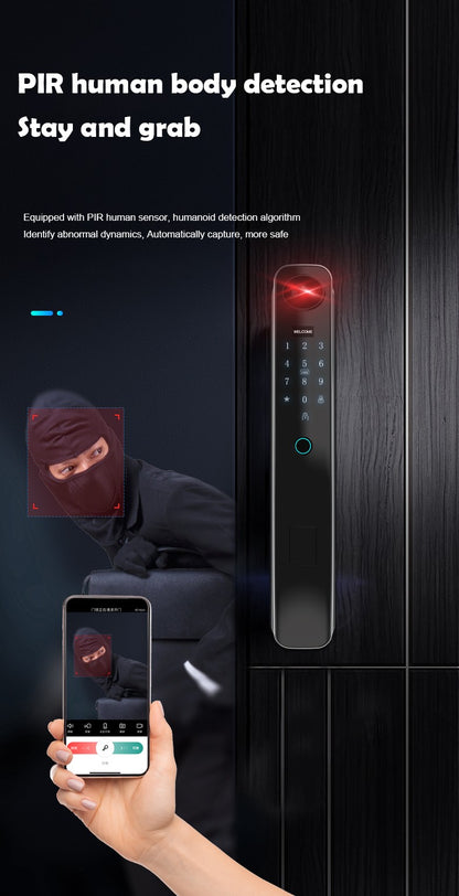 Smart Door Lock 3D-Face Recognition | Surveillance| Video Call | Self Open | Waterproof | SE44x متجر نصر