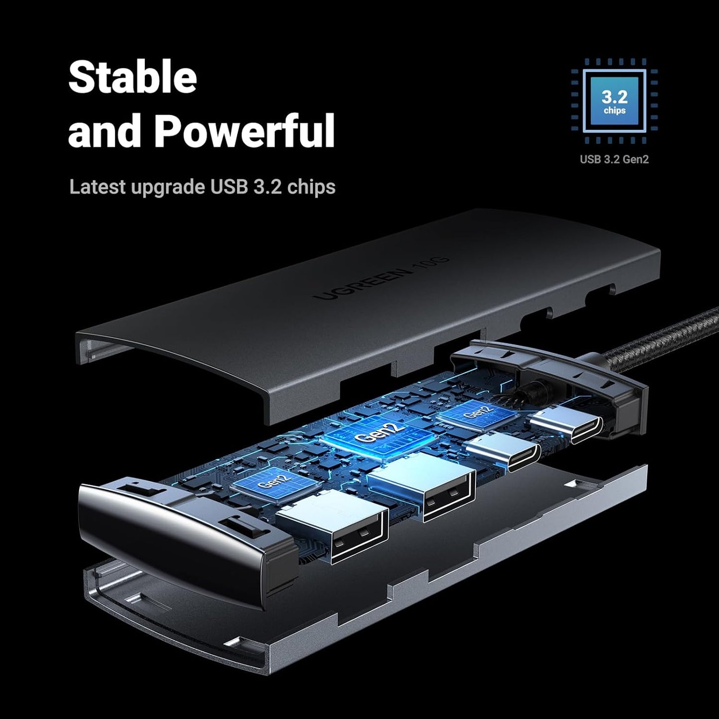 UGREEN USB-C to 2× USB-A 3.2+2×USB-C Adapter Hub Up to 10Gpbs / 30758