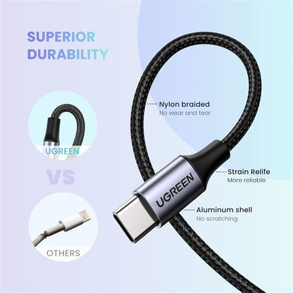 UGREEN USB C to 3.5mm Braided Aux to USB C Car Stereo Audio Headphone Jack Type C Earphone Lead / 30633 متجر نصر