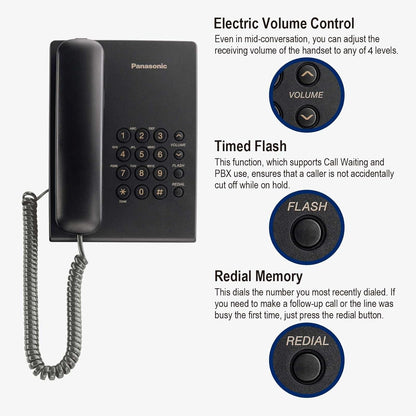 Panasonic KX-TS500FX Integrated Corded Telephone, Black متجر نصر
