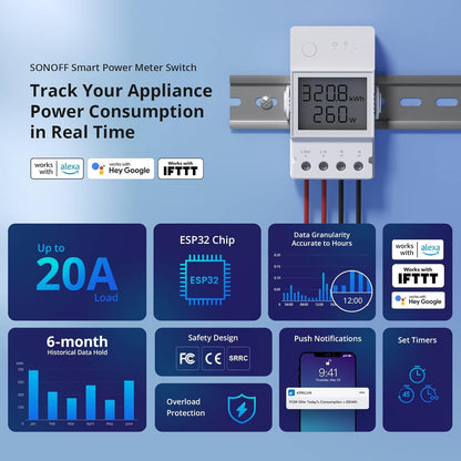 Smart Power Meter Switch 20A | Sonoff POWR320D متجر نصر