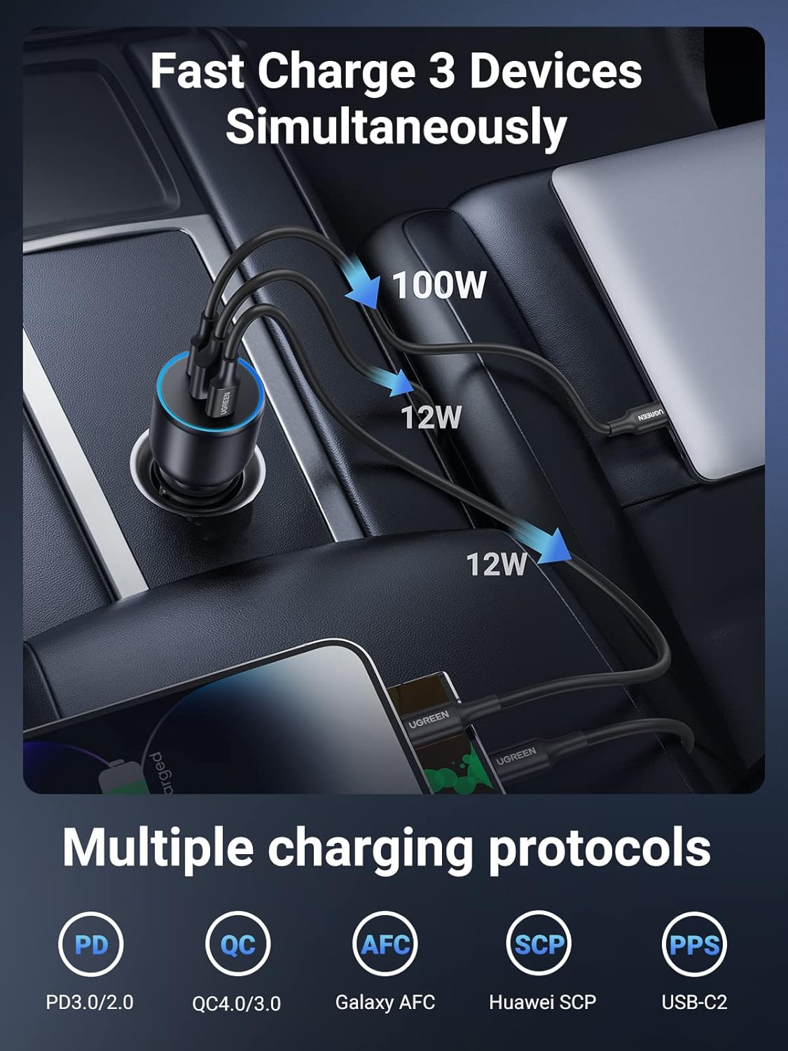 Ugreen 130W USB C Car Charger / 90413