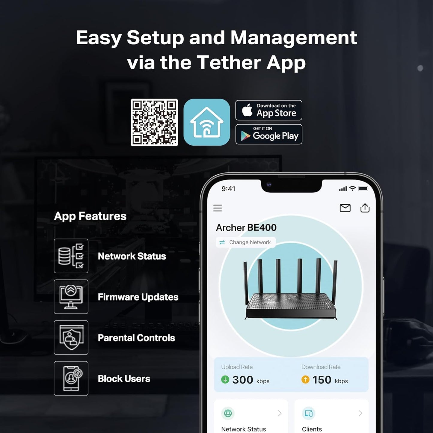 Tp-Link Archer BE400 | BE6500 Dual-Band Wi-Fi 7 Router متجر نصر
