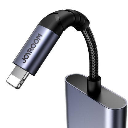 JOYROOM Audio-Transfer 2-in-1 Audio Adapter Lightning to 3.5mm+Lightning-Black-SY-L01 متجر نصر
