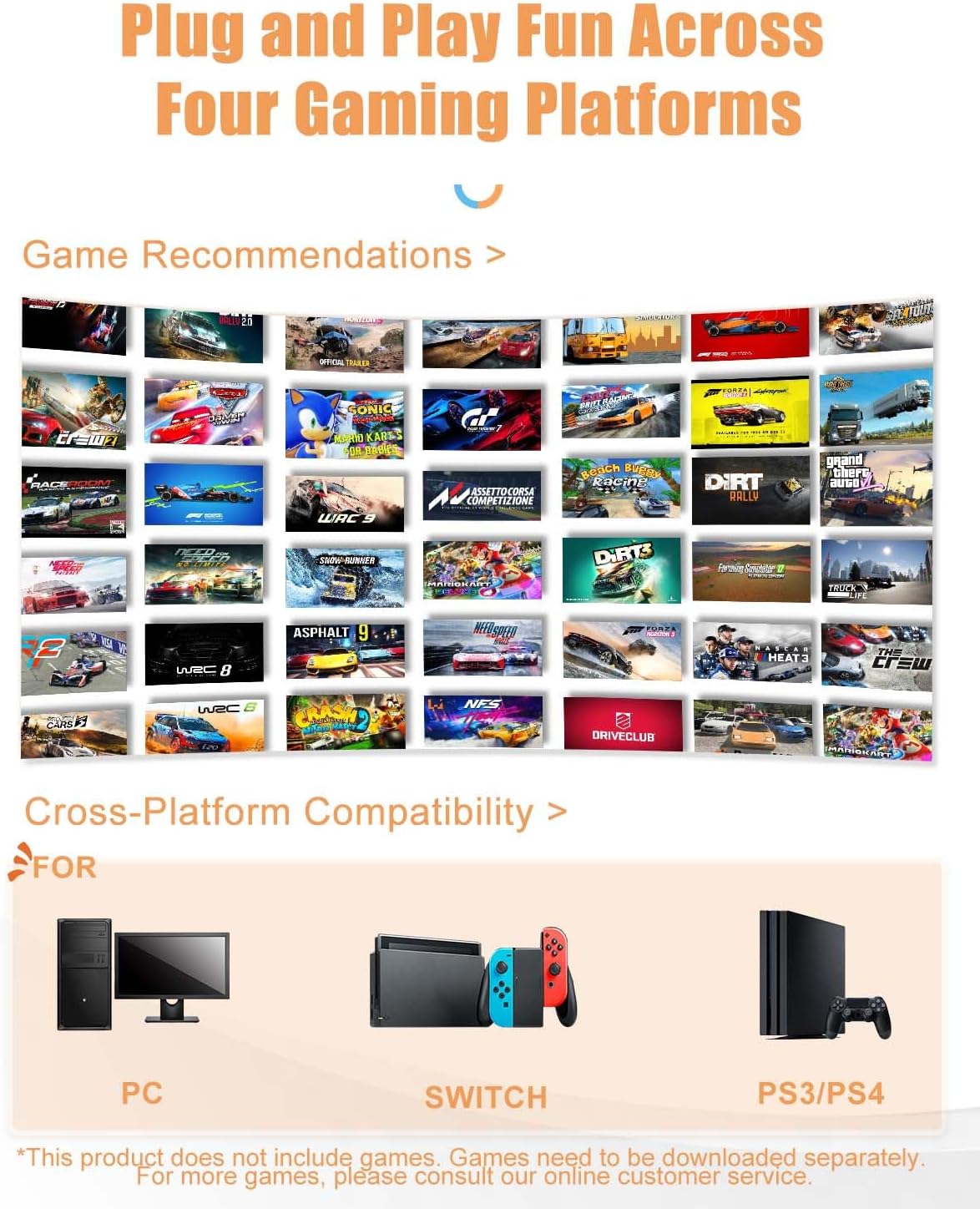 PXN V3 Pro Games Steering Wheel | (Black - Orange) - متجر نصر
