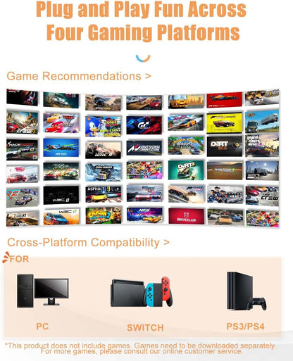 PXN V3 Pro Games Steering Wheel | (Black - Orange) متجر نصر
