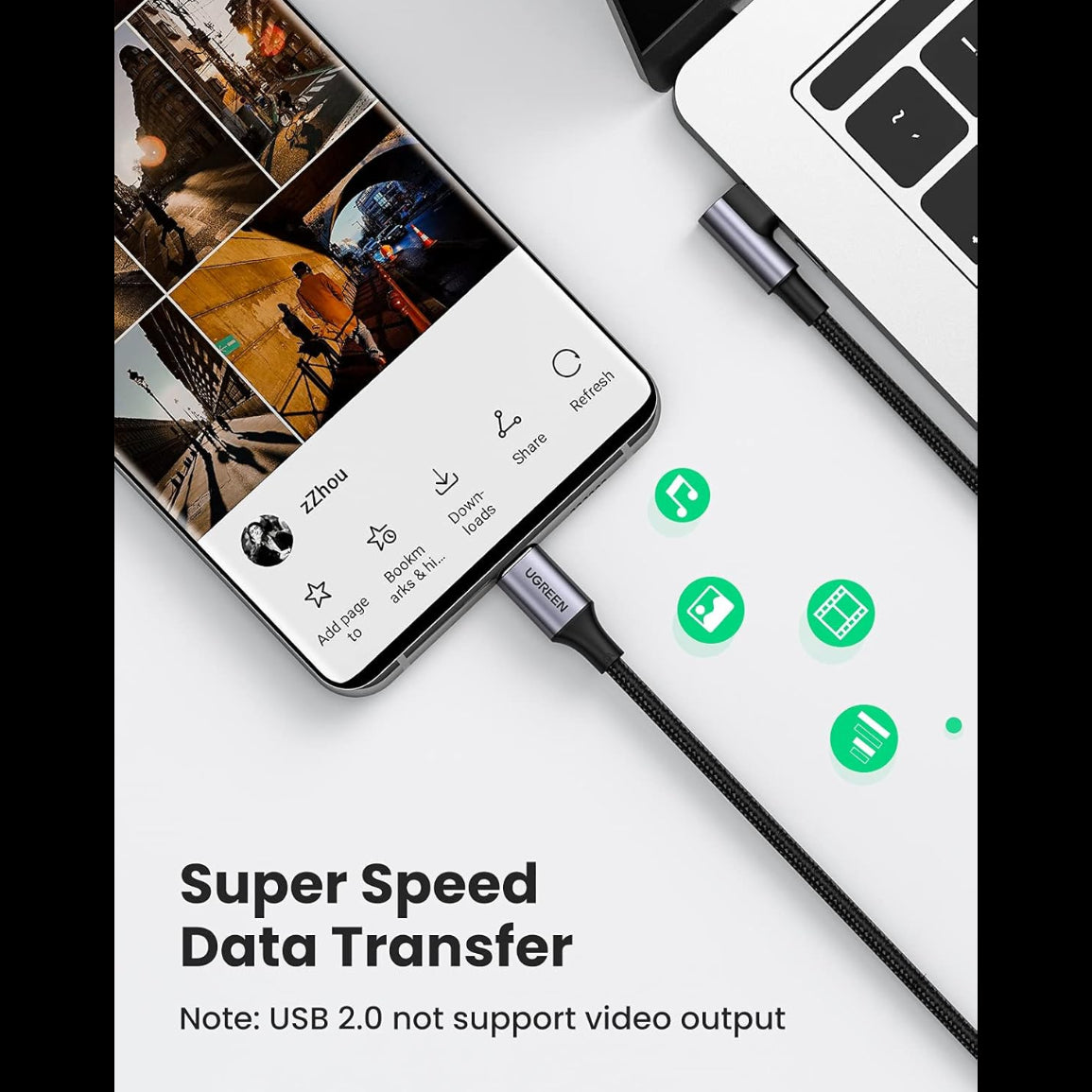 UGREEN 100W Right Angle USB C to USB C Fast Charging Cable / US334 متجر نصر