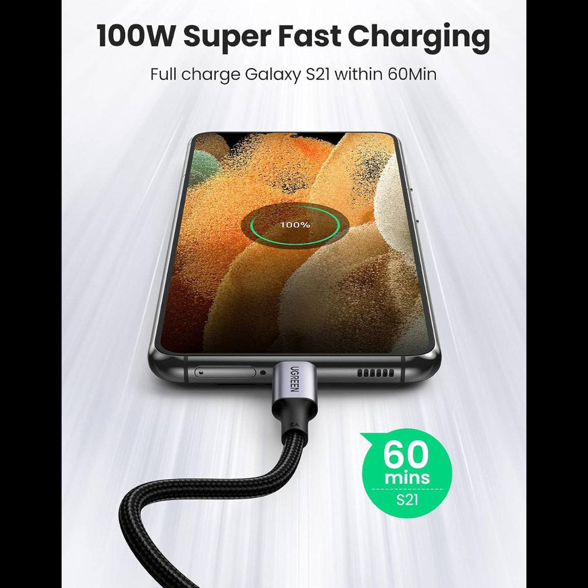 UGREEN 100W Right Angle USB C to USB C Fast Charging Cable / US334 متجر نصر