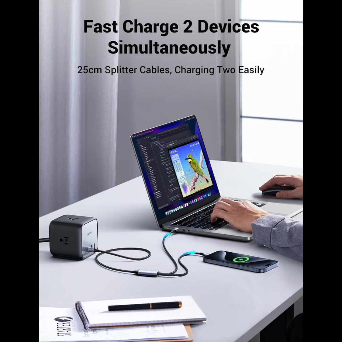 UGREEN 2-in-1 Universal 100W PD Fast Charging Cable (1.5 Meter) /35087 متجر نصر