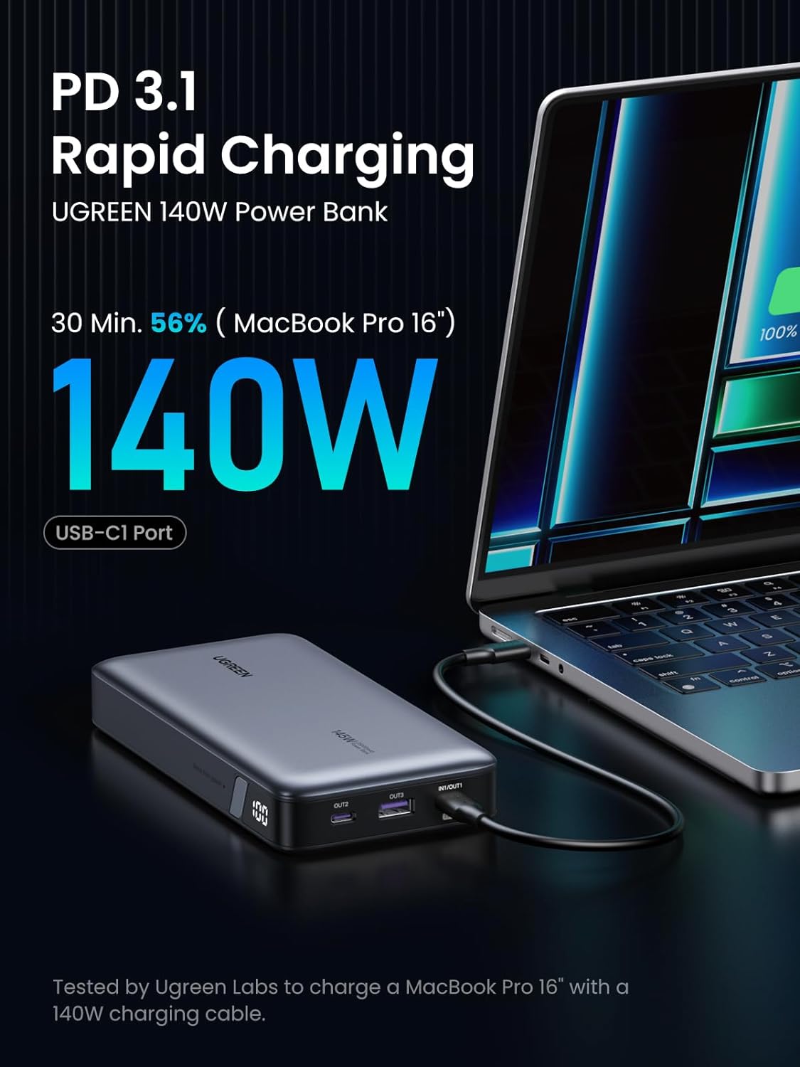 Ugreen 145W | 25000mAh for Laptop-3 Ports Power Bank / 90597A