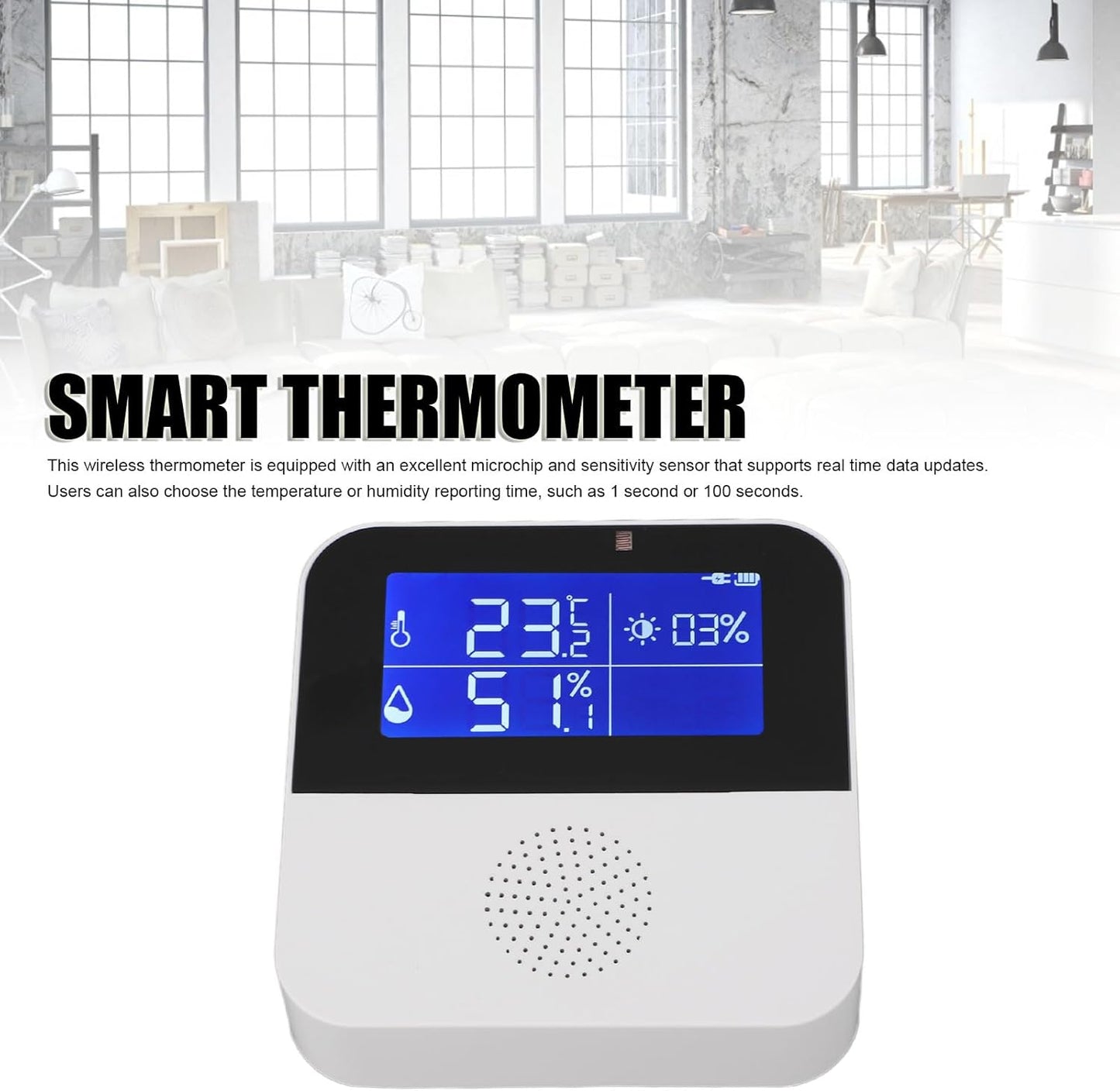 Tuya Smart Thermometer with 2.9 Inch LCD Display Real Time Monitoring for Home Humidity Gauge