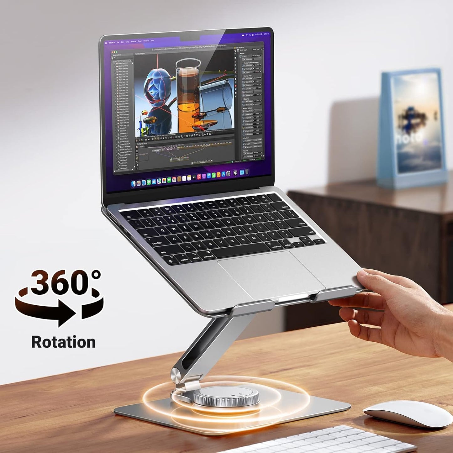 90849 / Ugreen Swivel & Full Angle Hover Adjustable & Foldable Laptop Stand horizontal rotation 360 (201mm) Up To 17.3"  (Silver)