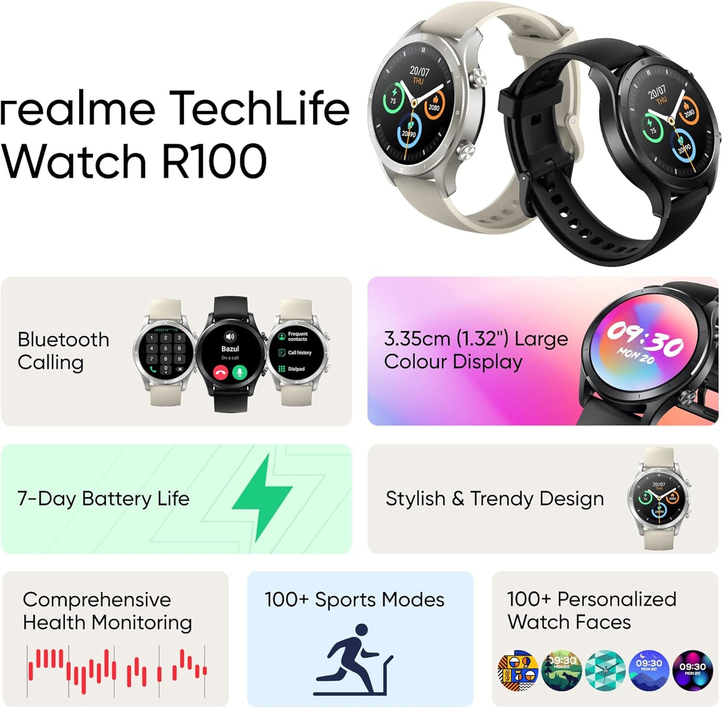 ساعة Realme TechLife Watch R100 الذكية - C