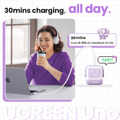UGREEN Uno Charger 65W RobotGaN 3 Port Fast Charger Robot (EU)/ CD361-35291 متجر نصر