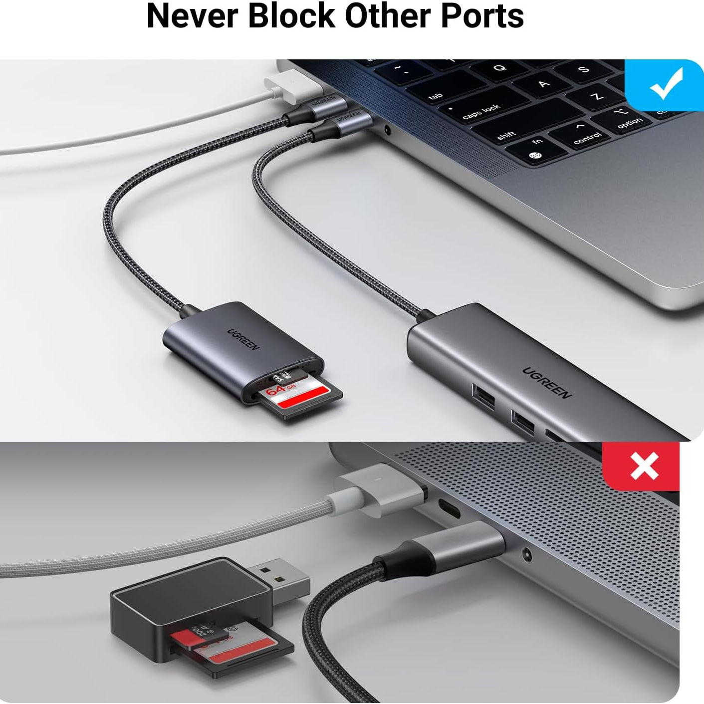 قارئ بطاقات USB C SD 2 في 1 من UGREEN / 80888 - متجر نصر