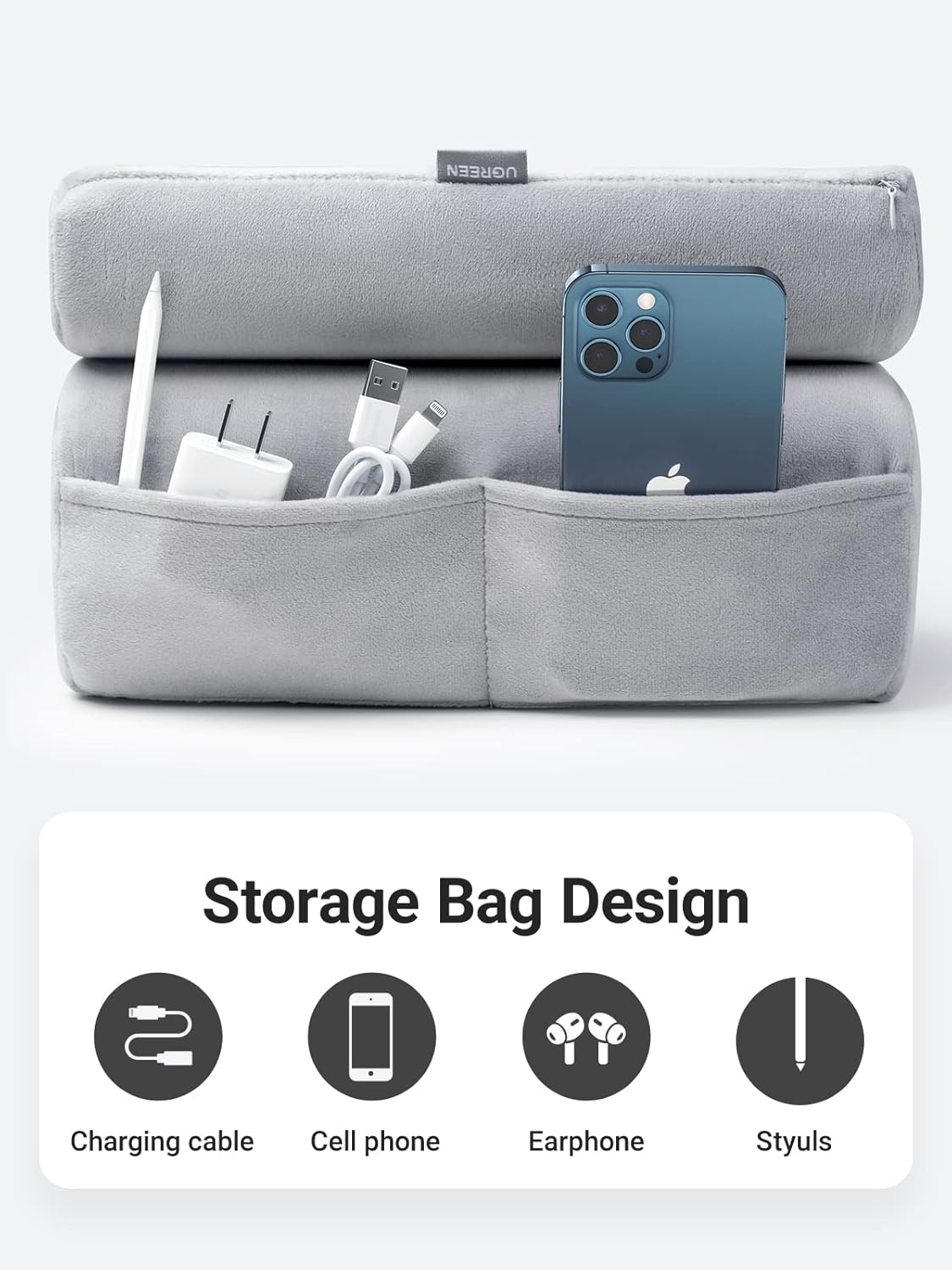 UGREEN Rubber Foldable Tablet Stand Phone Pillow (Grey) /60646 - متجر نصر