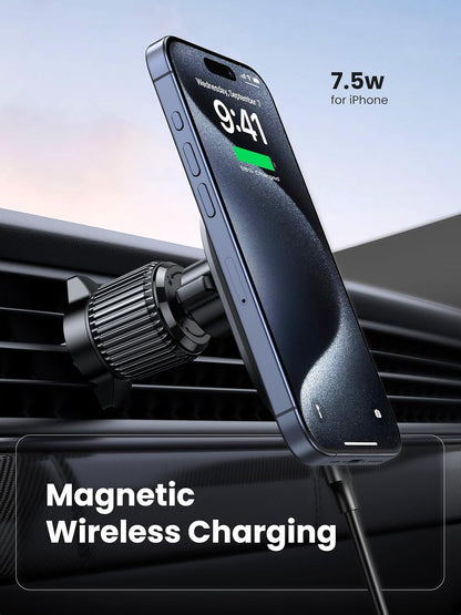 25925 /UGREEN MagSafe Car Mount Charger, Magnetic Wireless Car Charger, Fast Charge Auto-Alignment Air Vent Car Phone Holder متجر نصر