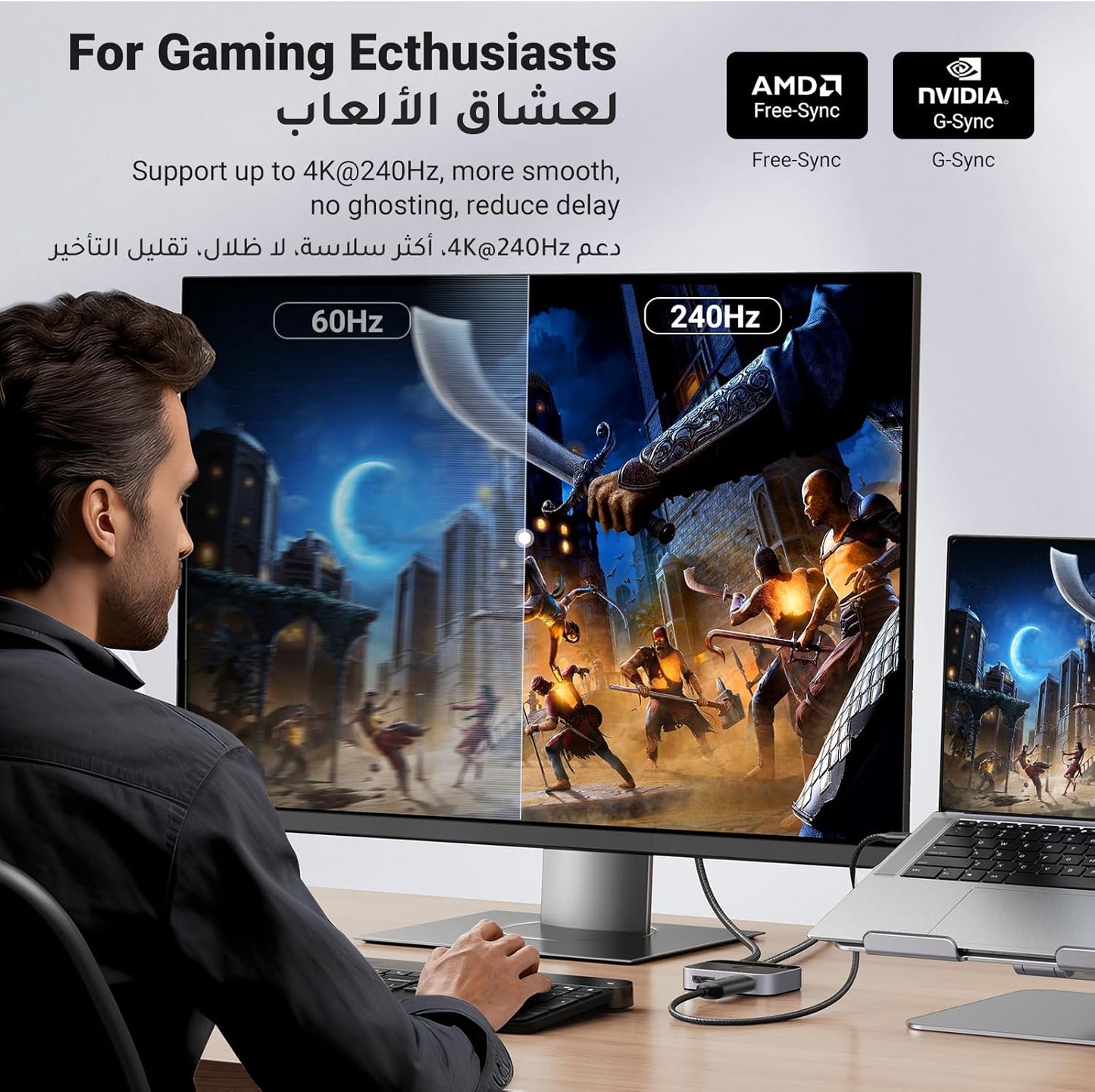 UGREEN 8K 30Hz HDMI DisplayPort 2 in 1 Bi-Directional Switch / 15708 متجر نصر