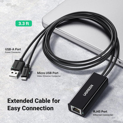 UGREEN Ethernet Adapter for TV Stick / CHROMECAST (Black) | 30985 متجر نصر