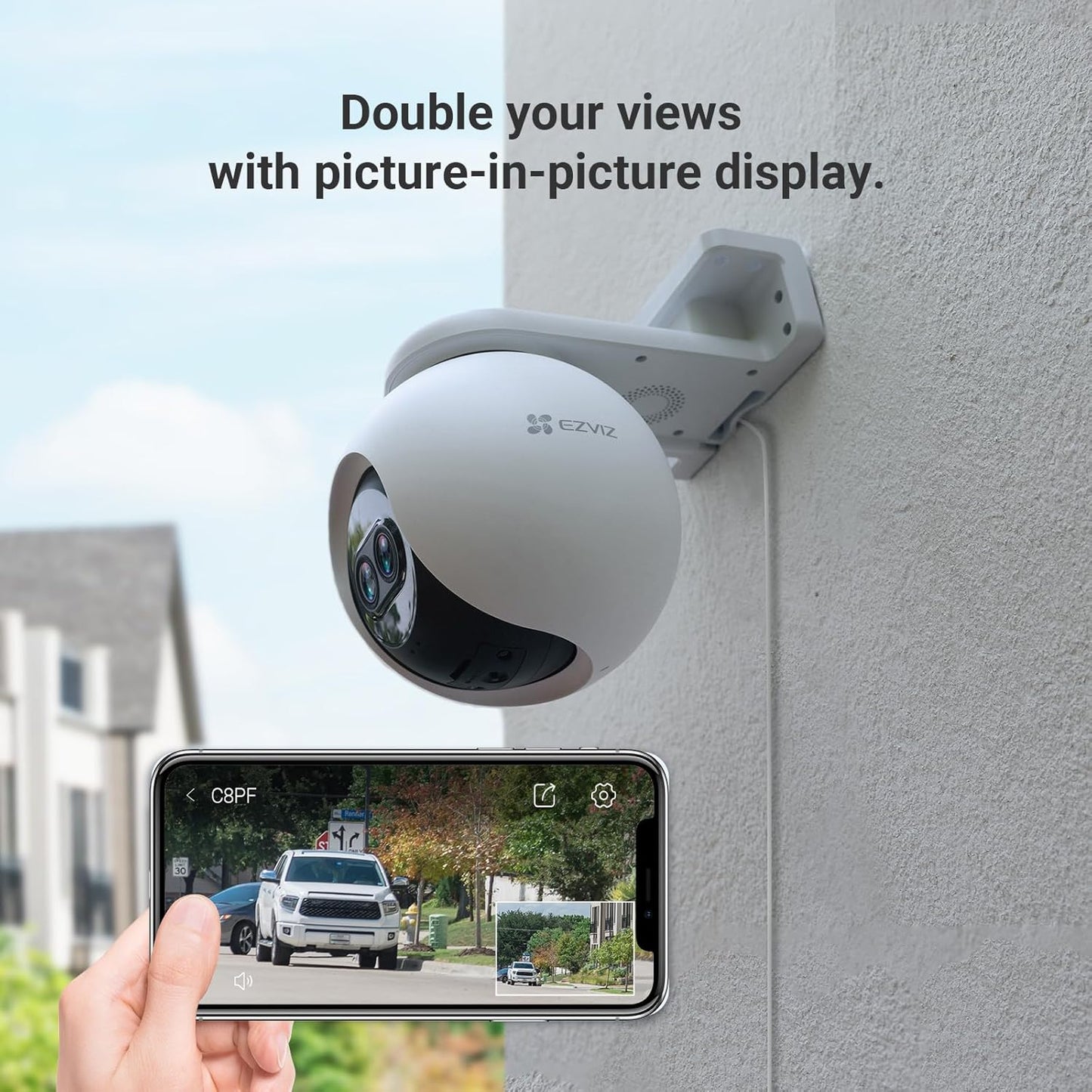 Dual-Lens, Weatherproof Pan & Tilt Wi-Fi Camera 2mp-C8PF