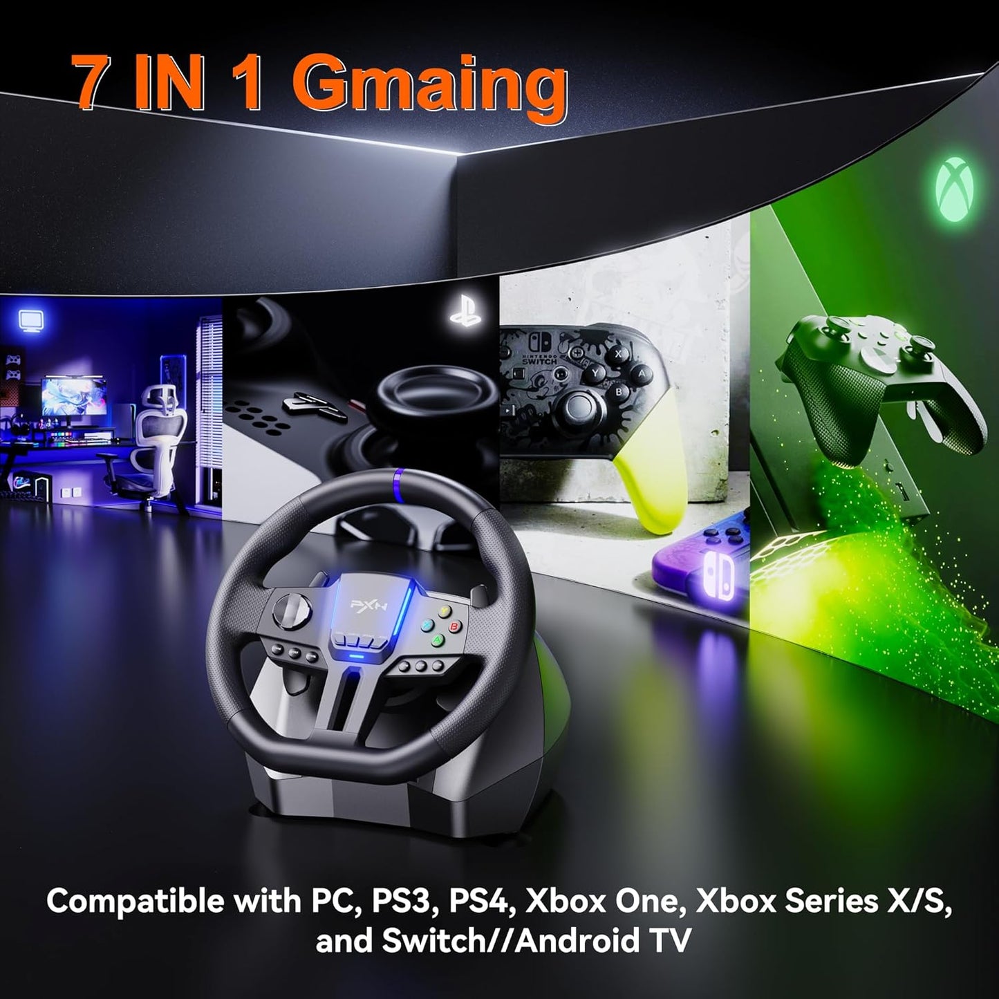 Pxn V900 Gaming Steering Wheel with Linear Pedals - متجر نصر