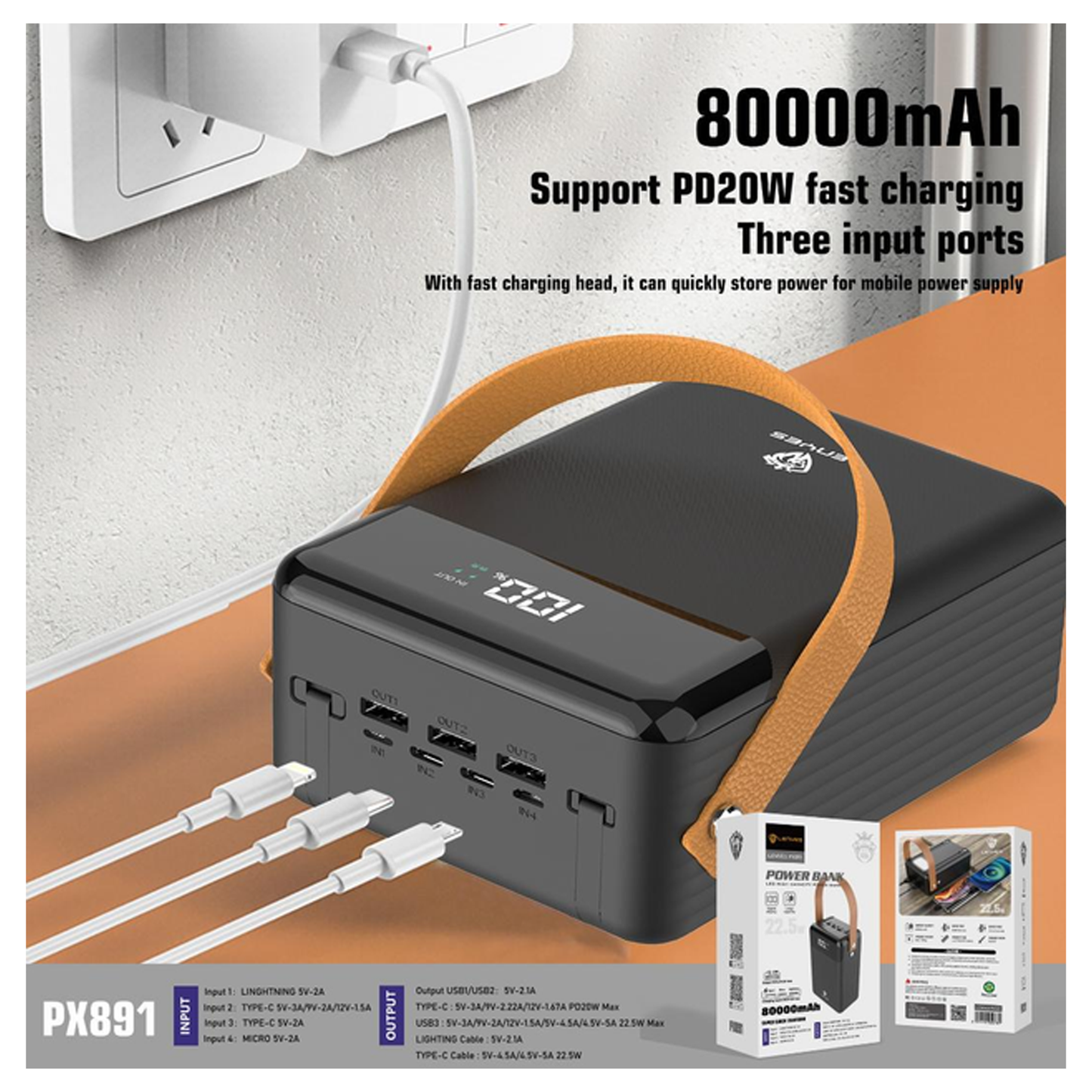 LENYES MagSafe Power Bank 80000mAh - PX891 - متجر نصر