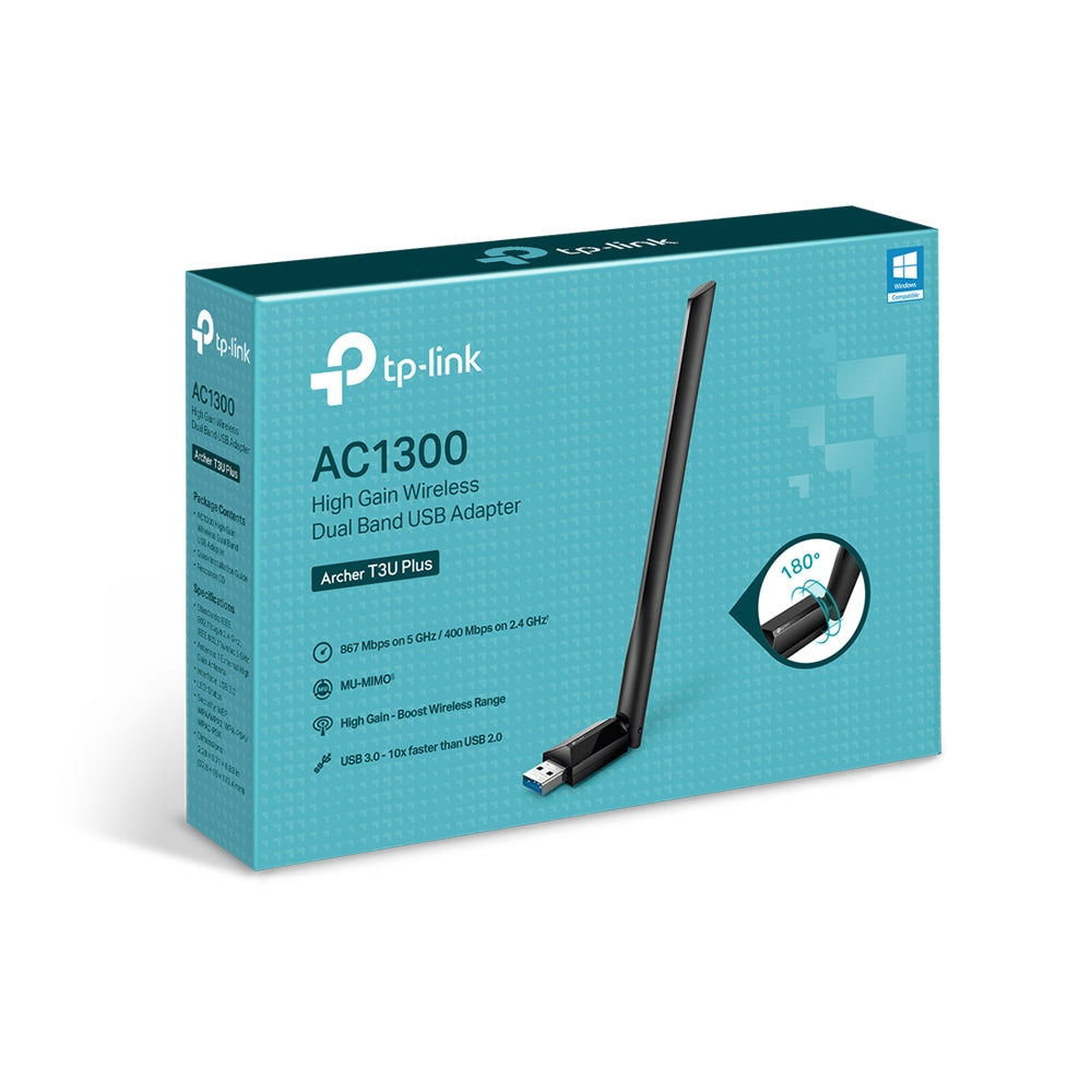 TP-Link® AC1300 Dual Band Wi-Fi 5 High Gain Wireless USB Adapter | Archer T3U Plus - متجر نصر