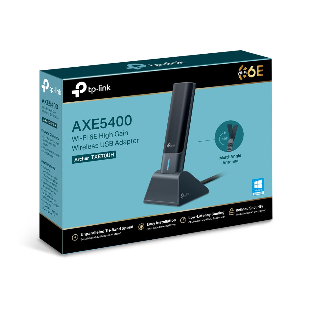 TP-Link® AXE5400 Tri-Band Wi-Fi 6E High Gain Wireless USB Adapter | Archer TXE70UH - متجر نصر