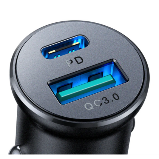 JoyRoom 30W usb A + usb C mini Metal Car Charger JR-CCN05 متجر نصر