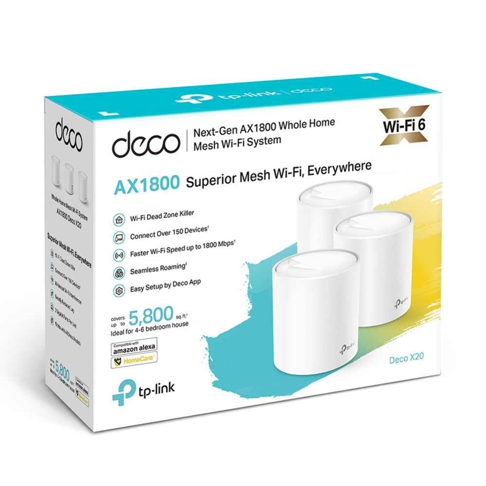 نظام TP-Link AX1800 شبكة منزلية كاملة Wi-Fi 6 / Deco X20 (3 عبوات)