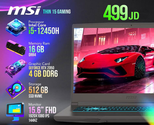 MSI Thin 15 i5 2050 + 144Hz + 1TB SSD + 16GB