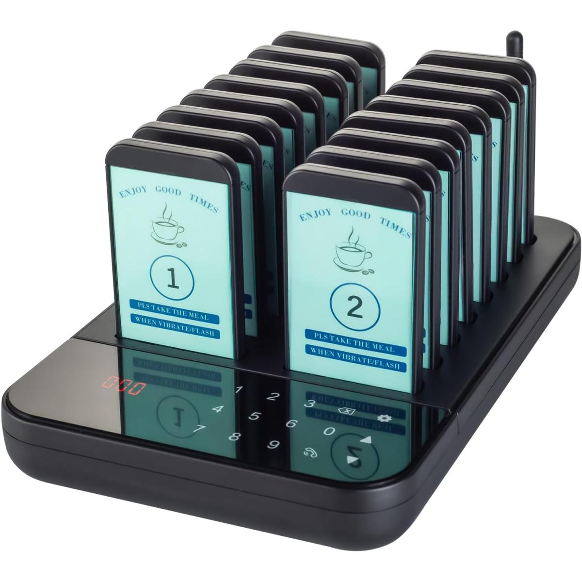 Wireless Vibration Calling System for Restaurant & Café 300m | 16 Pager متجر نصر