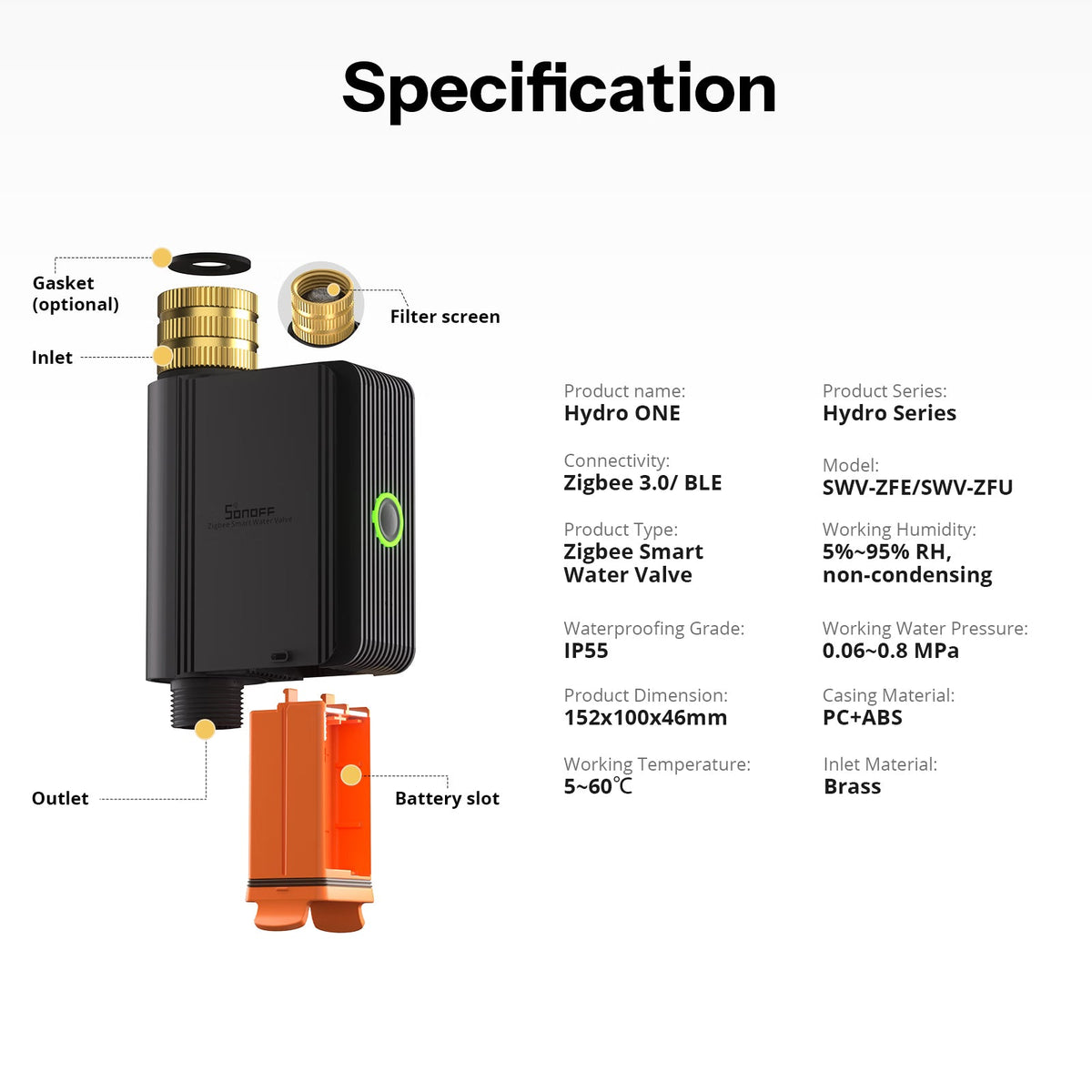Sonoff-C Hydro ONE / Hydro DUO Zigbee Smart Water Valve with Flow Meter | SWV-ZFE - متجر نصر
