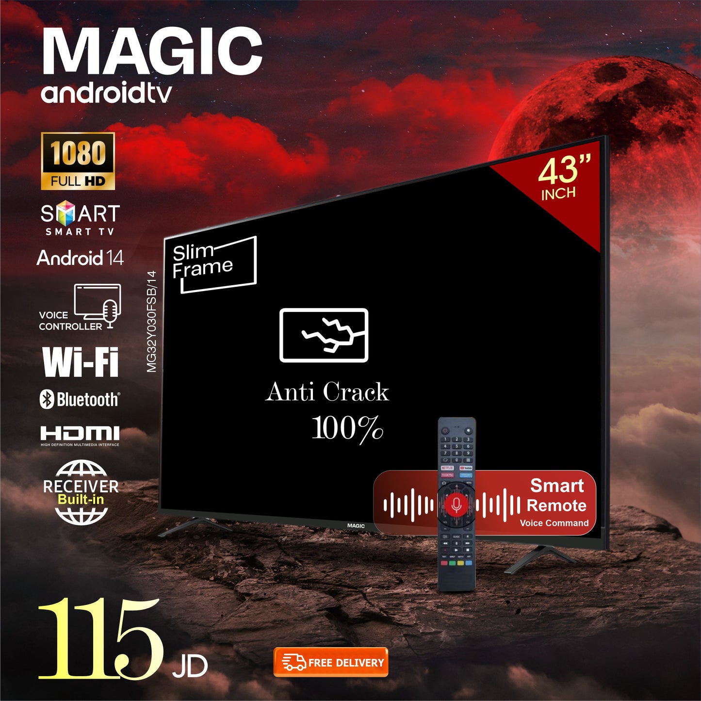 Magic 43" Smart Android Screen /Anti Crack with Built-in Receiver